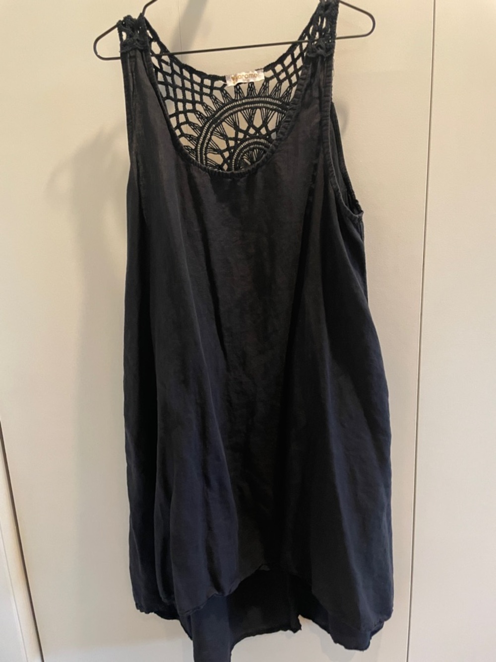 Black High-Low Crochet Back Women's Dress